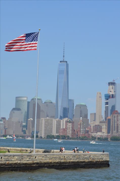 Manhattan seen from Liberty Island Liberty State Park, Liberty Island, Black Dude, United States Flag, American Flags, State Park, State Parks, Cartoon Art, Manhattan