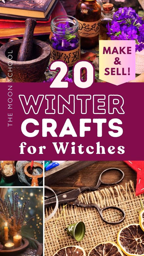 20 Witchy Winter Crafts to Make, Sell & Gift for a Magickal Yule! Rustic Crafts To Make And Sell, Diy Winter Solstice Gifts, Spooky Diy Gifts, Witchy Craft Ideas To Sell, Winter Craft Fair Ideas, Cool Crafts To Sell, Witchy Christmas Tree Ideas, Witchy Items To Sell, Diy Witchy Gift Ideas