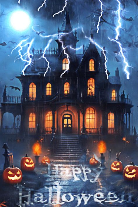 Mimi Gif: Halloween Happy Halloween Gif Cute, Happy Halloween Ghost, Halloween Gif Wallpaper, Halloween Gifs Aesthetic, Cute Halloween Gif, Happy Halloween Images, Haunted House Pictures, Horror Gif, Gif Halloween