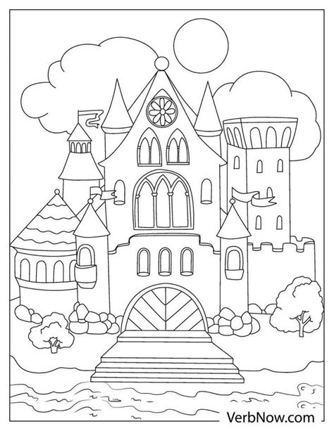 Illustration of a magnificent castle in the forest Fairy Tale Coloring Pages, Castle Coloring Page, Magical Castle, Fairy Tale Forest, Toddler Learning, Book Girl, In The Forest, Craft Tutorials, Fantasy World