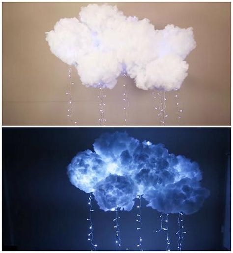 DIY Hanging Cloud Light                                                                                                                                                      More Diy Hanging Clouds, Cloud Lamp Diy, Diy Cloud Light, Hanging Cloud, Diy Crafts For Bedroom, Hanging Clouds, Cloud Lamp, Diy Clouds, Lamp Diy