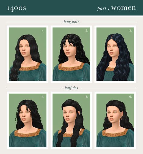 THE SIMLINE Sims Historical, Ts4 Hair, Sims 4 Decades Challenge, Medieval Hairstyles, Sims Medieval, Pelo Sims, Victorian Hairstyles, Sims 4 Mm Cc, Sims 4 Dresses