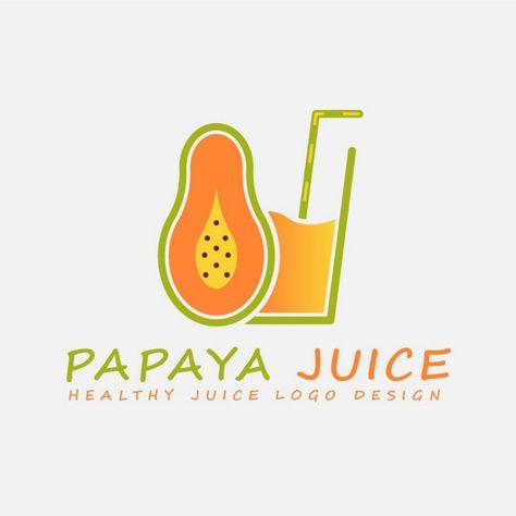 Papaya Juice With Glass Vector Logo Template. Fruit Logo Design Ideas, Papaya Juice, Fruit Logo Design, Juice Logo, Papaya Fruit, Fruit Logo, Visual Literacy, Packaging Template Design, Business Branding Inspiration