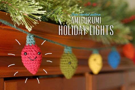 Amigurumi Holiday, Crochet Christmas Lights, Hello Kitty Amigurumi, Crochet Christmas Garland, Holiday Crochet Patterns, Christmas Lights Garland, Crocheted Christmas, Holiday Crochet, Crochet Christmas Ornaments