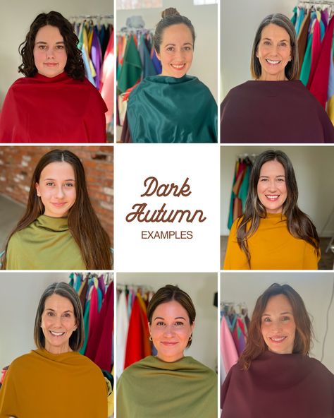 Deep Autumn Colour Combinations, Dark Autumn Celebrities Outfits, Makeup For Deep Autumn, Vibrant Autumn House Of Colour, Deep Autumn Colour Palette, Deep Autumn Color Outfits, Deep Autumn Outfits Capsule Wardrobe, Blue Autumn Color Palette, Deep Autumn Celebrities