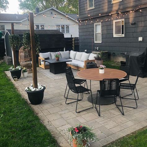 Small Patio With Pergola, Back Patio Layout, Back Patio Transformation, Backyard Patio Designs With Trees, Small Backyard Deck With Pergola, Expand Backyard Patio, Patio Renovation Ideas, Extend Concrete Slab Patio, New Patio Ideas