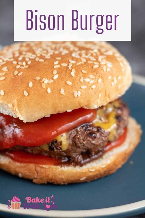 Homemade Bison Burgers, Bison Burgers In Air Fryer, Buffalo Burger Recipe, Bison Burgers Recipe, Best Bison Burger Recipe, Bison Meat Recipes, Lunch Pics, Bison Burger Recipe, Oven Burgers