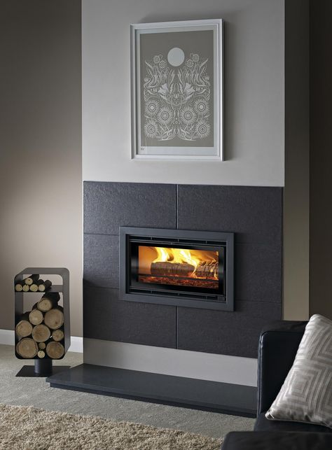 Slate Fireplace Surround, Insert Stove, Wood Burner Fireplace, Log Burner Fireplace, Log Burner Living Room, House Renovation Design, Wood Burning Fireplace Inserts, Inset Fireplace, Inset Stoves