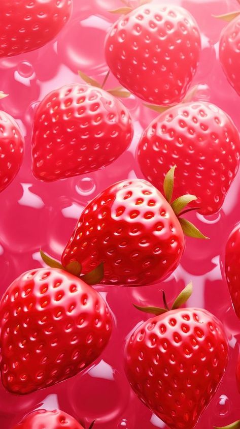 3d jelly strawberrie backgrounds strawberry berries. | premium image by rawpixel.com / chu_chutima Strawberry Iphone Wallpaper, Cute Strawberry Wallpaper, Fruit Mobile, Wallpaper Strawberry, Strawberry Wallpaper, Strawberry Background, Iphone Wallpaper Cute, Strawberry Aesthetic, Jelly Wallpaper