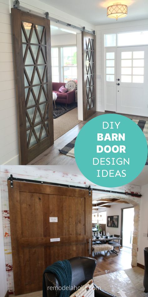 Wondering if a barn door is right for you? This list of DIY barn door design ideas and considerations will help you decide where to put a barn door and what style you like - including double barn doors and bypass barn doors! Barn Door Diy, Pocket Door Installation, Barn Door Projects, Door Design Ideas, Barn Door Entertainment Center, Bypass Barn Door, White Barn Door, Building A Barn Door, Diy Sliding Barn Door