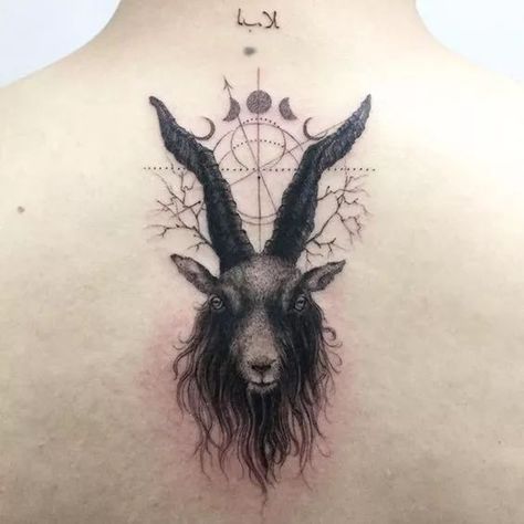 60+ Gorgeous Constellation Tattoo Designs #constellationtattoo #tattoo #tattooistida Satanic Tattoos, Tattoo Son, Badass Girl, Astrology Tattoo, Black Phillip, Occult Tattoo, Capricorn Tattoo, Goat Head, Kunst Tattoos