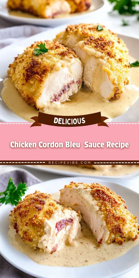 Craving a comforting yet elegant dinner? This Chicken Cordon Bleu Sauce Recipe is packed with savory goodness, making chicken breast irresistible. Perfect for any occasion, remember to save this recipe so you can impress friends and family with your Chicken Breast Recipes! Cordon Bleu Sauce, Chicken Cordon Bleu Sauce, Cordon Bleu Recipe, Chicken Cordon Bleu Recipe, Progressive Dinner, Chicken Cordon, Sauce For Chicken, Chicken Cordon Bleu, Elegant Dinner