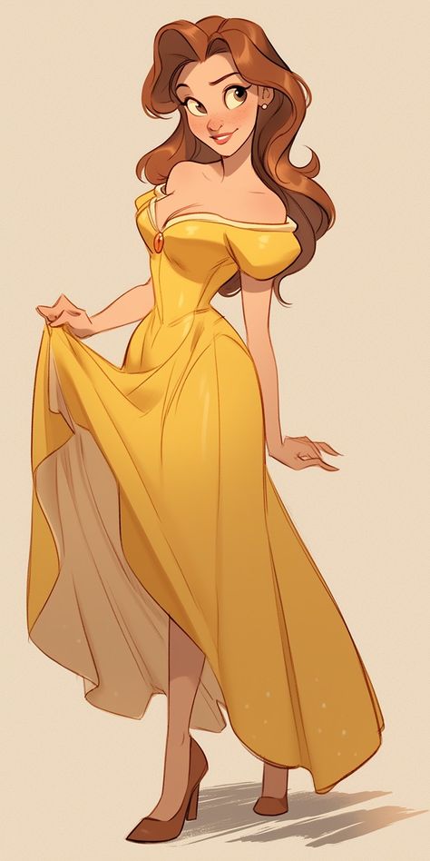 Disney Style Sketch, Disney Character Sketches Princesses, Character Art Disney, Princess Sketch Character Design, Disney Drawing Reference, Disney Artwork Sketches, Digital Art Disney Princess, Disney Belle Art, Bella Princess Disney