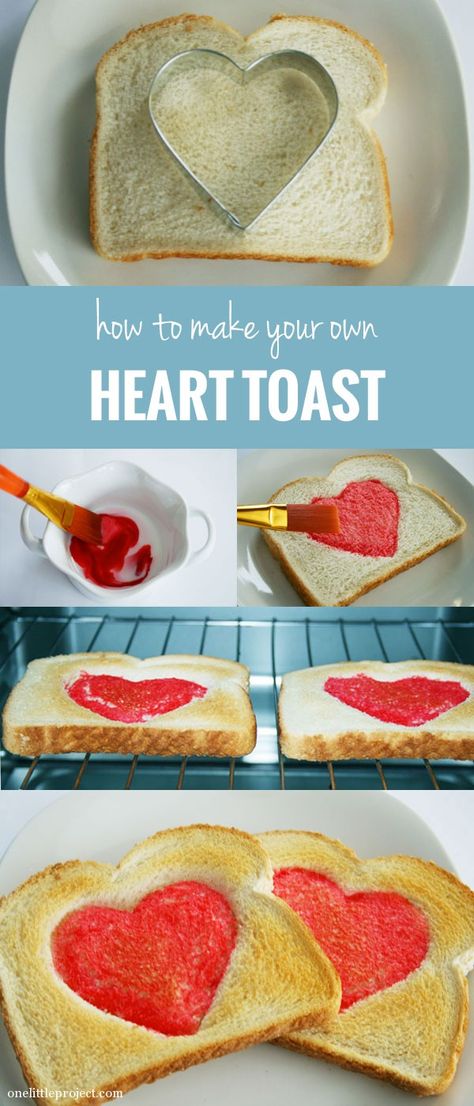 Heart Toast, Valentines Breakfast, Valentines Day Food, Valentines Day Treats, Valentines Food, Valentine Treats, Valentines Day Hearts, Best Breakfast, Breakfast Ideas