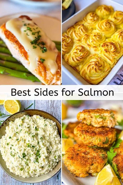 Here's your handy guide to the Best Side Dishes to serve with Salmon! From roasted veggies and fresh salads to rice, potatoes and pasta, these easy and flavorful sides pair perfectly with baked, grilled, or pan-seared salmon. Elevate your salmon dinners with these delicious side dish ideas! Pin this one to your favorite board today. Salmon Roast Dinner, Easy Meal Prep Side Dishes, Salad To Pair With Salmon, What Goes With Salmon Dinners, Healthy Sides For Salmon, Stuffed Salmon Side Dishes, Side Dishes For Salmon Patties, What Sides Go With Salmon, Best Sides With Salmon