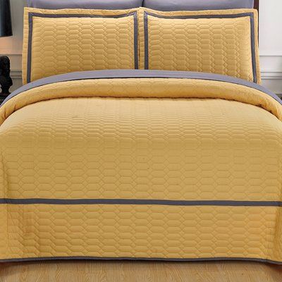 Breakwater Bay Janda Quilt Set Size: Twin, Color: Yellow Living Colors, Chic Home Design, Hotel Collection Bedding, King Quilt Sets, Embroidered Bedding, Yellow Quilts, Yellow Bedding, Yellow Bedroom, Bedding Stores