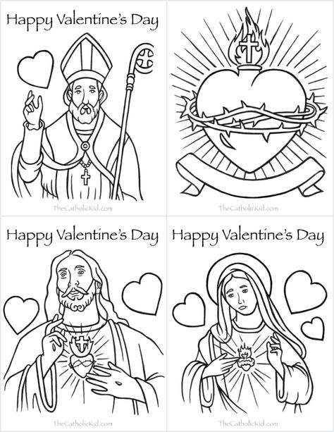 Saint Valentine Coloring Page Catholic Valentines Crafts, Valentines Day Card Template, Catholic Valentines, Catholic Kids Crafts, Valentines Day Cards Diy, Saint Coloring, Valentines Day Cards Handmade, Valentines Day Coloring Page, Catholic Crafts