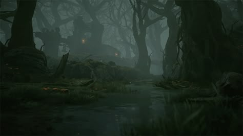 ArtStation - Mortal Shell Trailer Environments Were A Team, Into The Forest Movie, Forest Games, Gif Background, Dark Forest Aesthetic, Beautiful Summer Wallpaper, Samurai Anime, Fantasy Stuff, Dark Green Aesthetic