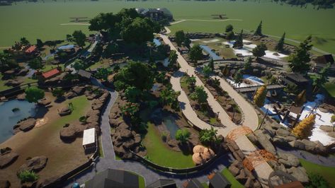 Monkey Habitat, Jurassic World Evolution 2, Zoo Boo, Zoo Inspiration, Zoo Games, Zoo Map, Jurassic World Evolution, Zoo Zoo, Zoo Architecture