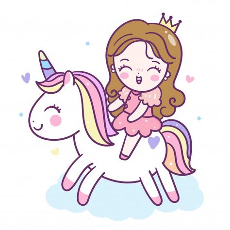 Cute princess ride unicorn cartoon | Premium Vector #Freepik #vector #baby #love #kids #fashion Unicorn Vector, Baby Vector, Unicorn Wallpaper Cute, Inspiration Poster, Unicorn Drawing, Magic For Kids, Unicorn Princess, Unicorn Pictures, Kawaii Unicorn