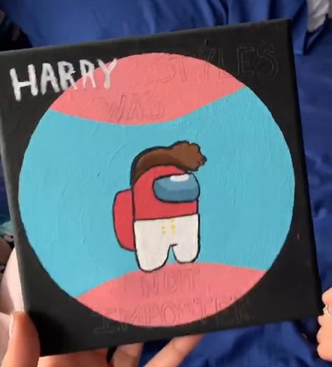 Fun And Easy Canvas Paintings, Harry Styles Canvas Painting Easy, Music Canvas Painting Ideas, Easy Harry Styles Painting, Painting Ideas On Canvas With Friends, Easy Anime Painting Ideas On Canvas, One Direction Canvas Painting, Album Cover Paintings On Canvas Easy, Cute And Easy Paintings On Canvas