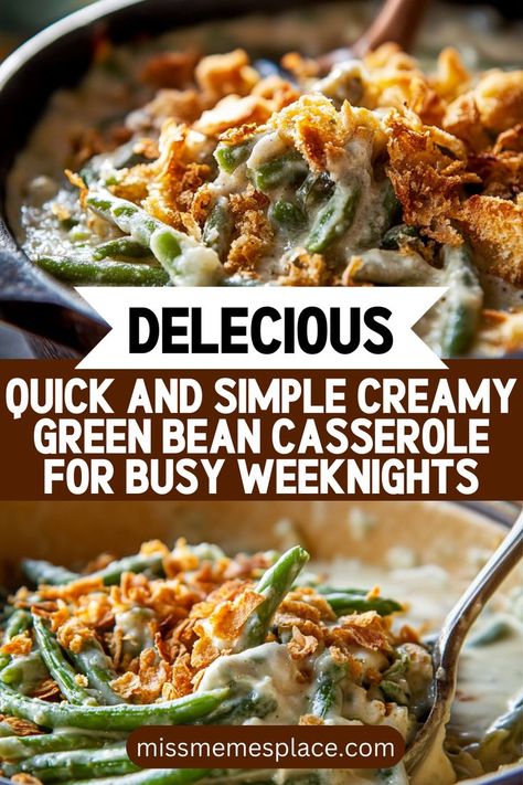 Short on time but craving a hearty meal? This quick and simple creamy green bean casserole is here to save the day! With just a few key ingredients, including fresh green beans and cream of mushroom soup, you can whip up this delicious dish in no time. Perfect for busy weeknights, it pairs wonderfully with your favorite proteins and makes for fantastic leftovers. Discover how easy it is to create a comforting meal that the whole family will love, even on the busiest of days! Green Bean Casserole Fresh Green Beans Cream Of Mushroom Soup, Best Homemade Green Bean Casserole, Green Bean Mushroom Soup Casserole, Alfredo Green Bean Casserole, Low Fat Green Bean Casserole, Green Bean Casserole With Mushroom Soup, Cream Of Mushroom Green Bean Casserole, Hamburger Rice Green Bean Casserole, Green Bean Bake Recipe