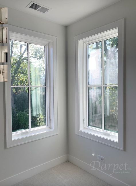 Border Around Window Interior, Windows Molding Ideas, Wood Casing Window, Window Casing Modern, No Window Trim Look, White Windows Interior Modern, Window Trims Interior Modern, Architrave Window Frame, Windows Without Window Sills