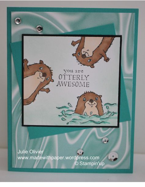 Otter Cards, Otter Birthday, Masculine Birthday Cards, Paint Cards, Kids Birthday Cards, Cat Cards, Stamping Up Cards, Animal Cards, Male Cards