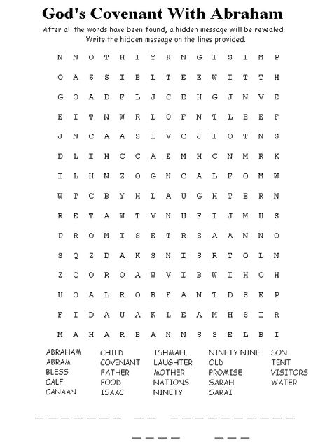 God's Covenant With Abraham Word Search Gods Covenant With Abraham, Gods Covenant, Bible Puzzles, Youth Bible Lessons, Father Abraham, Bible Word Searches, Bible Quiz, Homeschool Worksheets, Bible Story Crafts