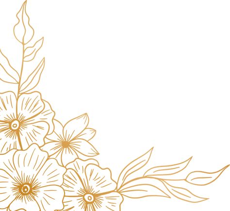 Floral Corner Border, Corner Border, Drawn Leaves, Hand Drawn Leaves, Flowers For Wedding, Wood Wedding Ring, Tree Saw, Wedding People, Golden Flower