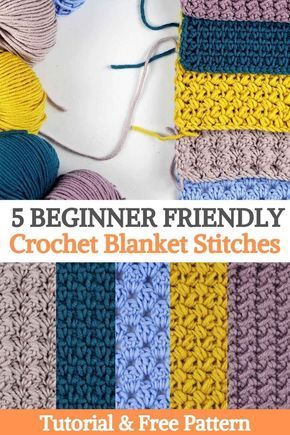 Easy Blanket Stitch Tutorial, Granny Stitch Crochet Video Tutorial, Garter Stitch Knit Blanket, Different Crochet Stitches Blankets, Multiple Crochet Stitch Blanket, Different Stitch Crochet Blanket, Blanket Crochet For Beginners, Beginning Crochet Stitches, Easy Beginner Crochet Stitches