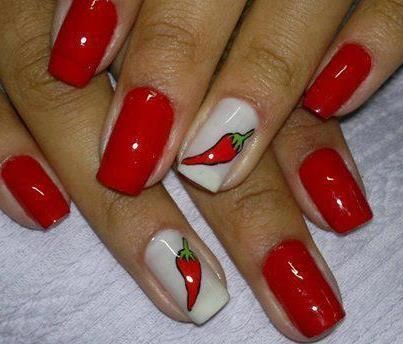 Nothing says NM like red chile nails! Chilli Pepper Nails, Chilli Nail Art, Chili Pepper Nails, Chili Nails, Pepper Nails, Hand Nails, Red Spice, Band Nails, Fingernail Designs