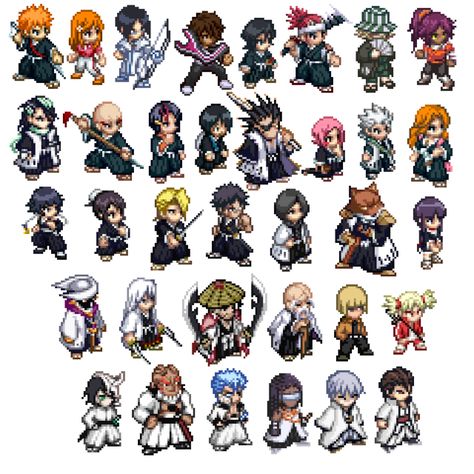 8 Bit Anime, Piskel Art, Pixel Characters, Pixel Art Tutorial, 8bit Art, Cool Pixel Art, Pixel Art Characters, Pix Art, Bleach Characters