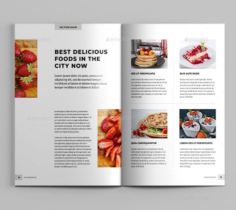 Magazine Template #Magazine, #Template Restaurant Magazine Ad, Food Magazine Layout Design, Food Magazine Layout, Restaurant Magazine, Recipe Magazine, Lifestyle Fashion Photography, Magazine Page Layouts, Cooking Magazine, Template Book