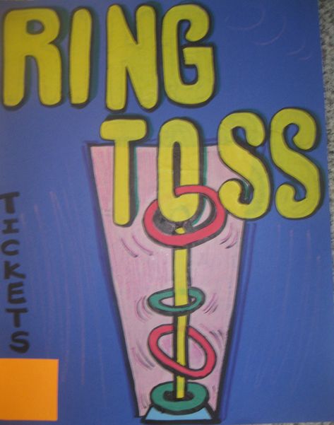 Activity: RING TOSS Attachment Techniques, Painting Lettering, Throwing Games, Sign Painting Lettering, Ring Day, Carnival Posters, Ring Toss Game, Ring Game, Sign Painting