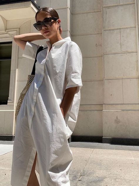 Long Shirt Dress Outfit, Teenage Fashion Dresses, Casual Teen Fashion, Long Dress Casual Summer, Summer Fashion Dresses Casual, Simple Dress Casual, Classy Street Style, Shirt Dress Outfit, Shirt Dress Summer