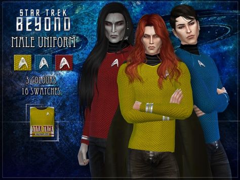 The Sims Resource - Star Trek Uniform - male - NonHQ Sims 4 Controls, Star Trek Uniforms, Female Lips, Star Trek Beyond, Sims 4 Cc Packs, Sims 4 Cc Finds, Sims 4 Clothing, The Sims4, Sims 4 Cc