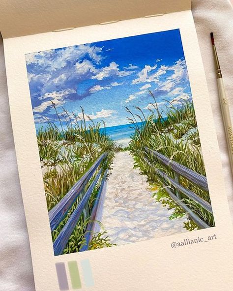 It Will Be Okay, St Augustine Beach, My Peace, Gouache Illustrations, Easy Canvas Art, Gouache Art, Funny Story, End It, Watercolor Landscape Paintings