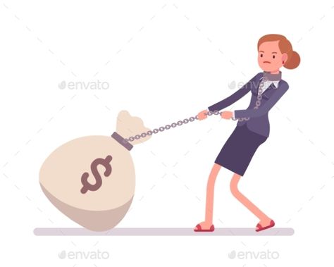 Money Sack, Chain Cartoon, Concept Illustration, Cloud Art, Gesture Drawing, Information Graphics, Sack Bag, Poses References, Vector Character