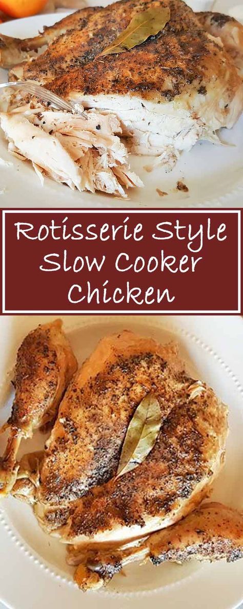 Gluten free Paleo · Rotisserie Style Slow Cooker Chicken is one of my favorite ways to cook a whole chicken because it's so easy and fast to prepare! This is a “prep & leave” recipe, requiring just a few minutes of prep and then you can leave the slow cooker to do its magic! :D #rotisserie #chicken #slowcooker #dinner #wholechicken Rotisserie Style Chicken In Crockpot, Slow Cooker Full Chicken, Instant Pot Vortex Rotisserie Chicken, Reheat Rotisserie Chicken, Roast Sticky Chicken-rotisserie Style, Chicken Slowcooker, Cook A Whole Chicken, Easy Hard Boiled Eggs, Crockpot Roast