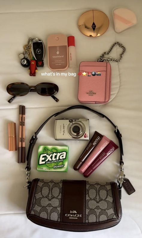 Purse Contents Aesthetic, Girly Bag Essentials, In The Bag Aesthetic, Small Purse Aesthetic, What’s Inside My School Bag Aesthetic, Whats In My Purse Essentials, What’s In My Purse, What's In My Bag Aesthetic, Everyday Bag Essentials