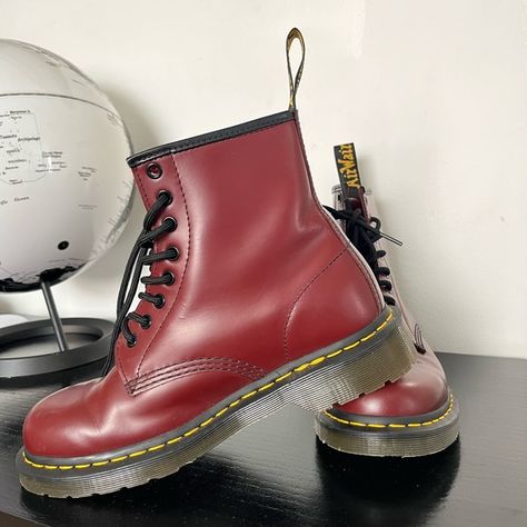 1460 SMOOTH LEATHER LACE UP BOOTS BURGUNDY WITH BLACK LACES Leather Lace Up Boots, Dr Martens Shoes, Martens Shoes, Black Laces, Leather Lace, Lace Up Boots, Leather And Lace, Smooth Leather, Lace Up