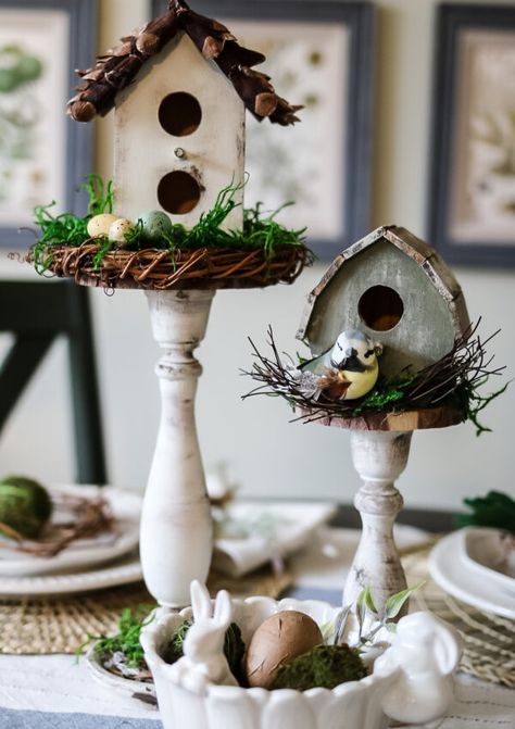 Takken Decor, Birdhouse Craft, Storage Hallway, Entrance Modern, Decorative Bird Houses, Spring Easter Crafts, Modern Hallway, Spring Easter Decor, Spring Home Decor