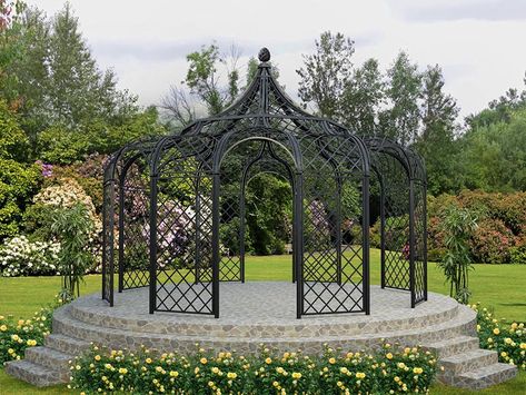 Rose Gazebo, Metal Pavilion, Gothic Formal, Iron Gazebo, Plant Trays, Development Architecture, Iron Pergola, Art Deco Console Table, Steel Gazebo