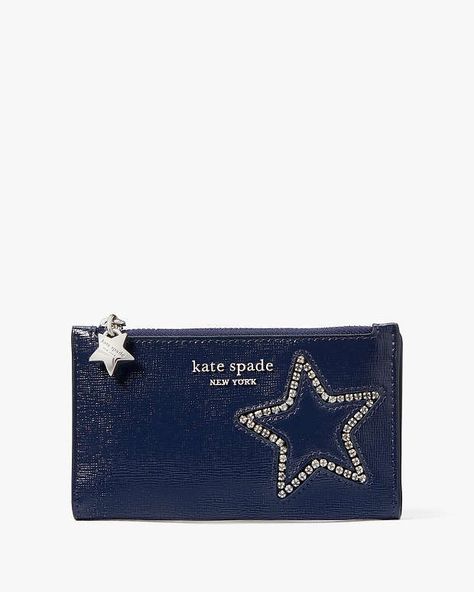 Starlight Patent Saffiano Leather Small Slim Bifold Wallet | Kate Spade UK Spend Money, Rich Women, Kate Spade Wallet, Wishing Well, Bifold Wallet, Girls Bags, Christmas Wishlist, Spending Money, Kate Spade New York