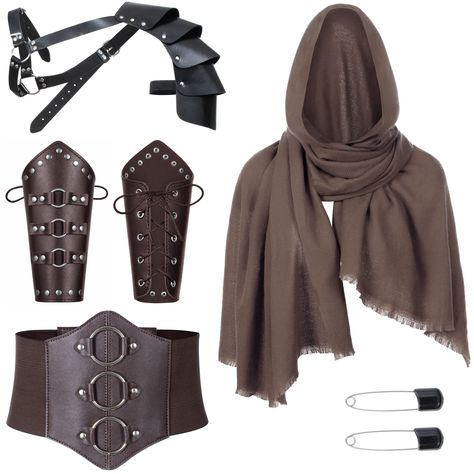 PRICES MAY VARY. The scarf size: 75"*31"， it has multi purpose,as a toga, a head wrap, hooded pagan, shawl, cowl and so on. Lightweight wrap cloak for wizard costume, with medieval sash.It looks simple but very capable and handsome when you wear it. Shrug is adopted with one shoulder design, use one long and adjustable belt around to fix the position of body and shrug, which make you wear easily and fit better. Perfect for Halloween cosplay, Anime cosplay，Renaissance Festival, cosplay show, part Viking Cosplay, Girls Corset, Brown Shawl, Leather Corset Belt, Gothic Pants, Scarf Buckle, Leather Bracers, Cape Scarf, Plaid Shawl