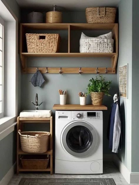 20 Small Laundry Room Organization Ideas » Lady Decluttered Small Laundry Room Ideas Organization, Laundry Room Functional, Laundry Room Ideas Organization, Tiny Laundry Room Ideas, Room Ideas Organization, Tiny Laundry Room, Small Laundry Closet, Laundry Room Organization Ideas, Laundry Nook