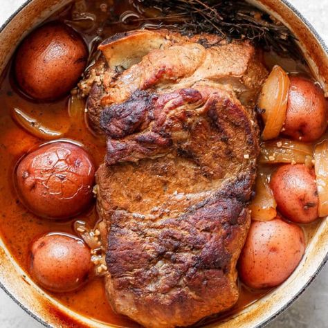 Apple Cider Braised Pork Shoulder - Fit Foodie Finds Beer Braised Pork Shoulder, Braised Pork Shoulder Recipes, Apple Cider Braised Pork, Beer Braised Pork, Cider Braised Pork, Braised Pork Shoulder, Pork Shoulder Recipes, Fit Foodie Finds, Shoulder Roast