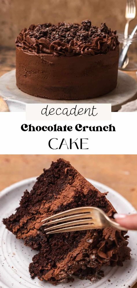 Crunchy Chocolate Cake, Chocolate Crunch Cheesecake, Chocolate Praline Crunch Cake, Crunch Cake Filling, Crunchy Cake Filling Ideas, Chocolate Crunch Topping, Chocolate Crunch Cake Recipe, Chocolate Crunch Cake, Chocolate Crumb Cake