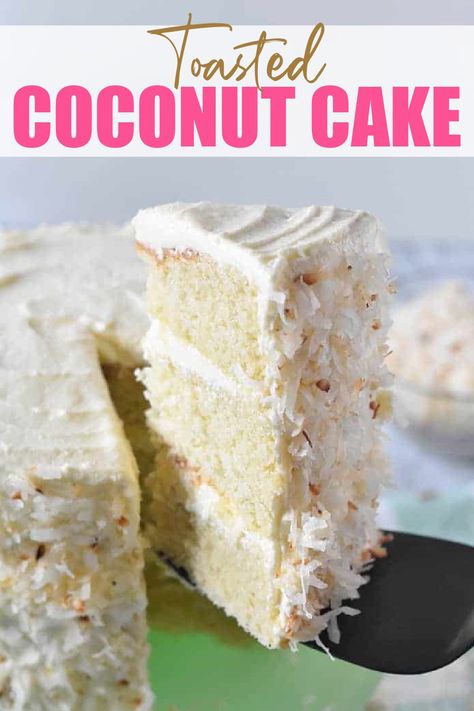 The Best Toasted Coconut Cake| This cake is quick, easy, and super tasty! It is guaranteed to be a hit for your family get-together or church potluck. This would be perfect for the upcoming Easter holiday! Cheap Thanksgiving Desserts, Toasted Coconut Cake, Best Coconut Cake, Best Coconut Cake Recipe, Coconut Cream Cheese Frosting, Coconut Cake Recipe, Thanksgiving Desserts Easy, Whipped Frosting, Dessert Simple